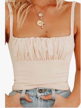 Ruched Square Neck Crop/ Corset  Tank Top for Women size M